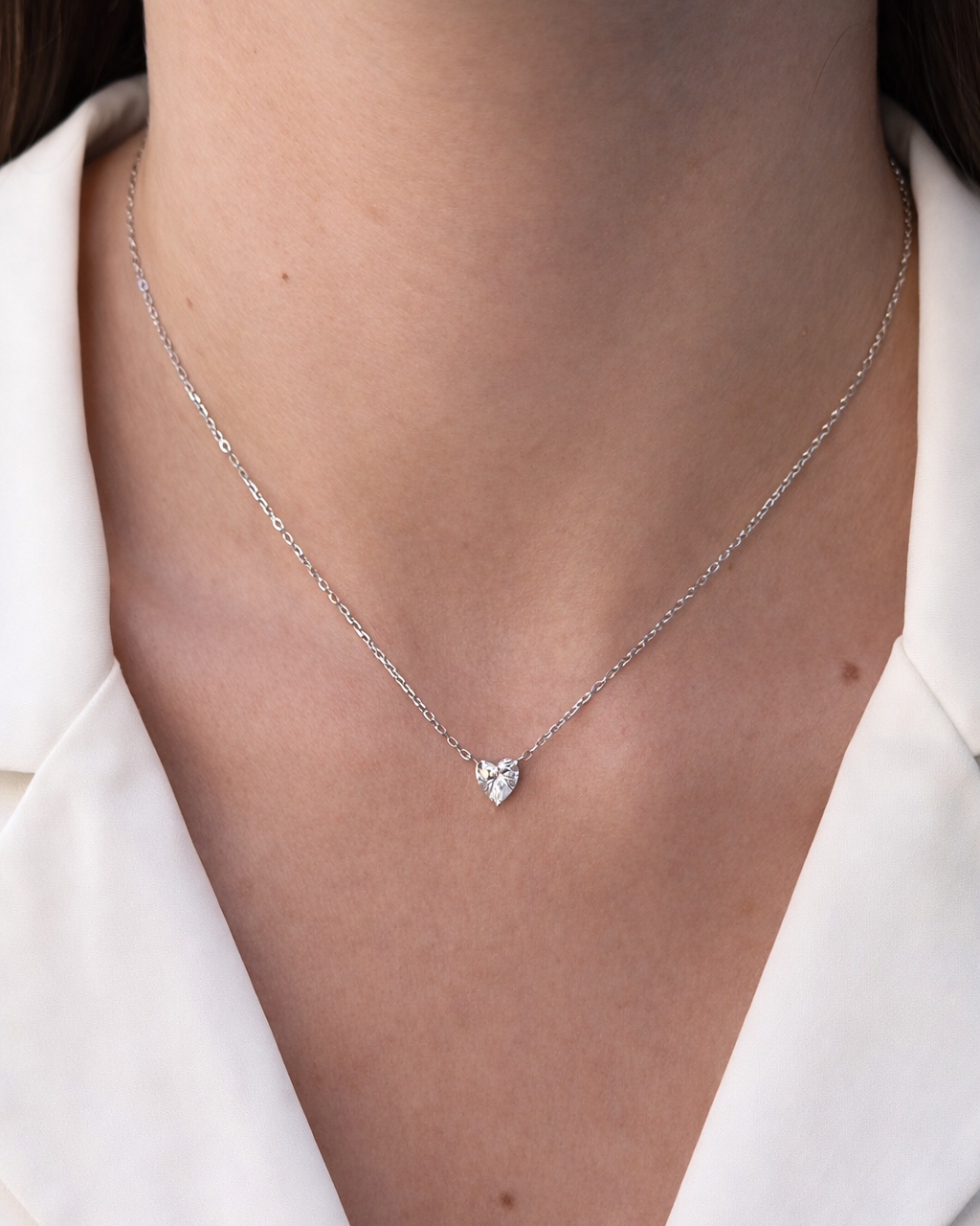 Girocollo in Moissanite taglio Cuore ct 0,8