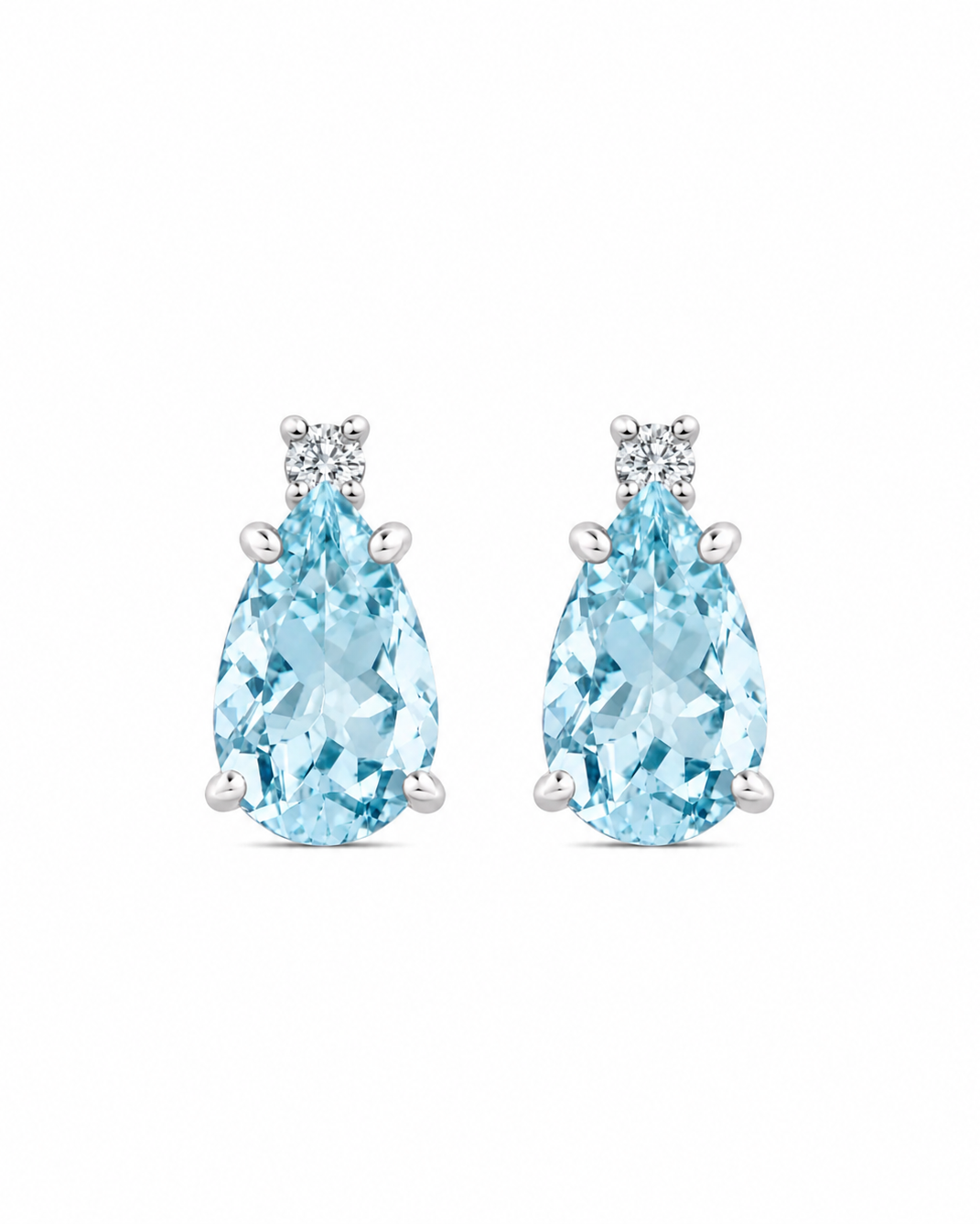 Orecchini Acqua Marina Taglio Goccia 1,36ct e Diamanti 0,04ct