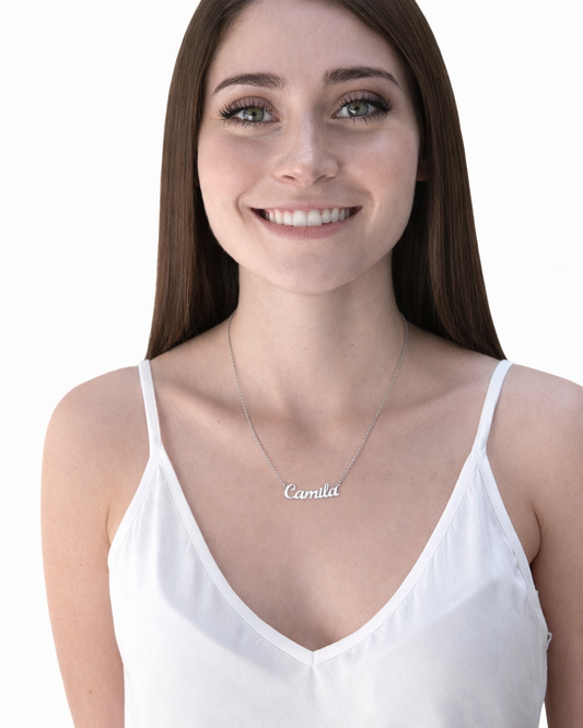 Girocollo personalizzato nome in argento 925 rodio