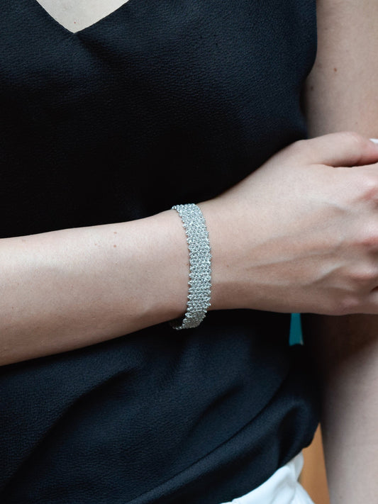 Bracciale fatto a mano argento 925 rodio 1 cm