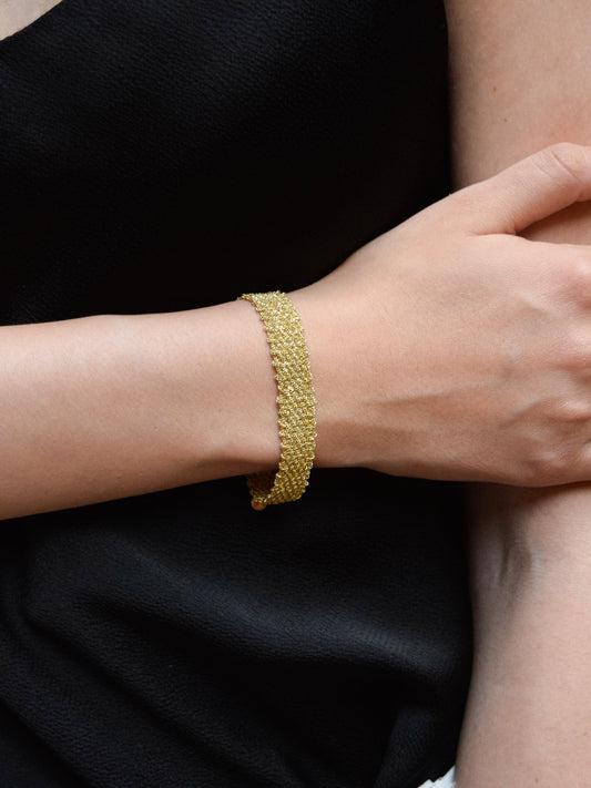 Bracciale fatto a mano argento 925 placcato oro giallo 1 cm