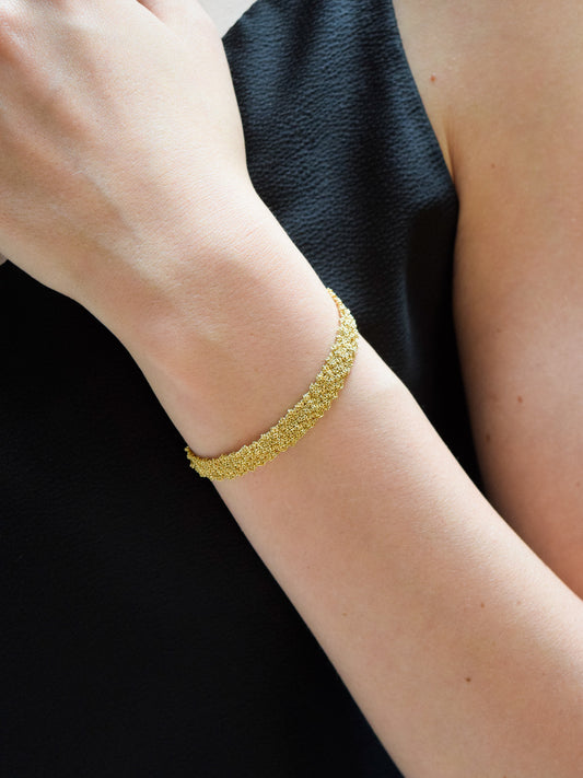 Bracciale fatto a mano in argento 925 placcato oro giallo 0,5 cm