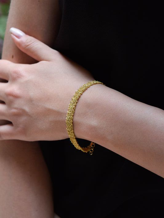 Bracciale fatto a mano in argento 925 placcato oro giallo 0,5 cm