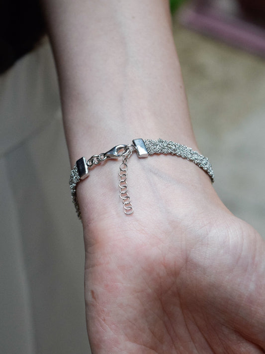 Bracciale fatto a mano in argento 925 Rodio 0,5 cm