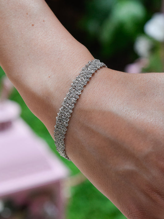 Bracciale fatto a mano in argento 925 Rodio 0,5 cm