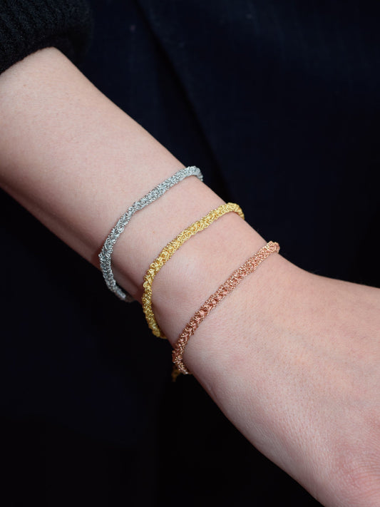 Bracciale fatto a mano in Argento con seta Monocromatica