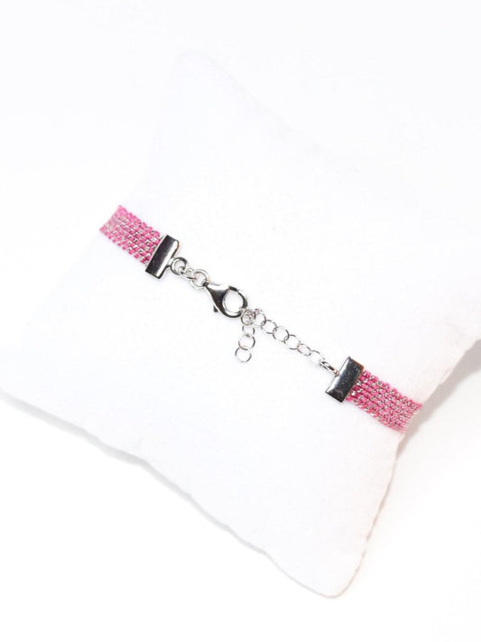 Bracciale fatto a mano in argento 925 Rodio 0,5 cm Rosa