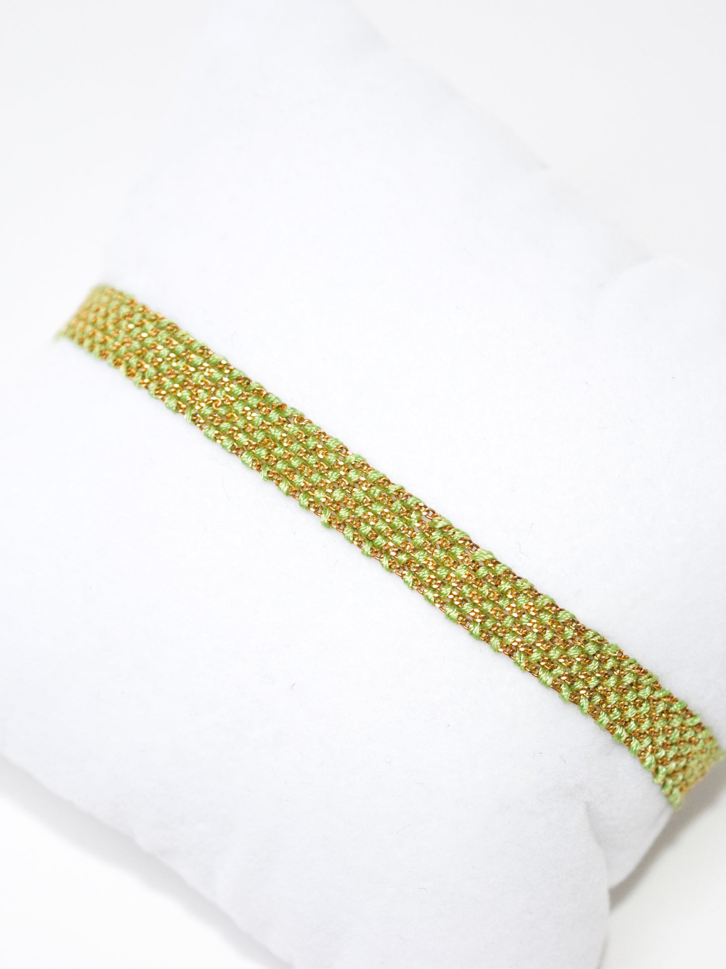 Bracciale fatto a mano in argento 925 placcato oro giallo 18kt  0,5 cm Verde