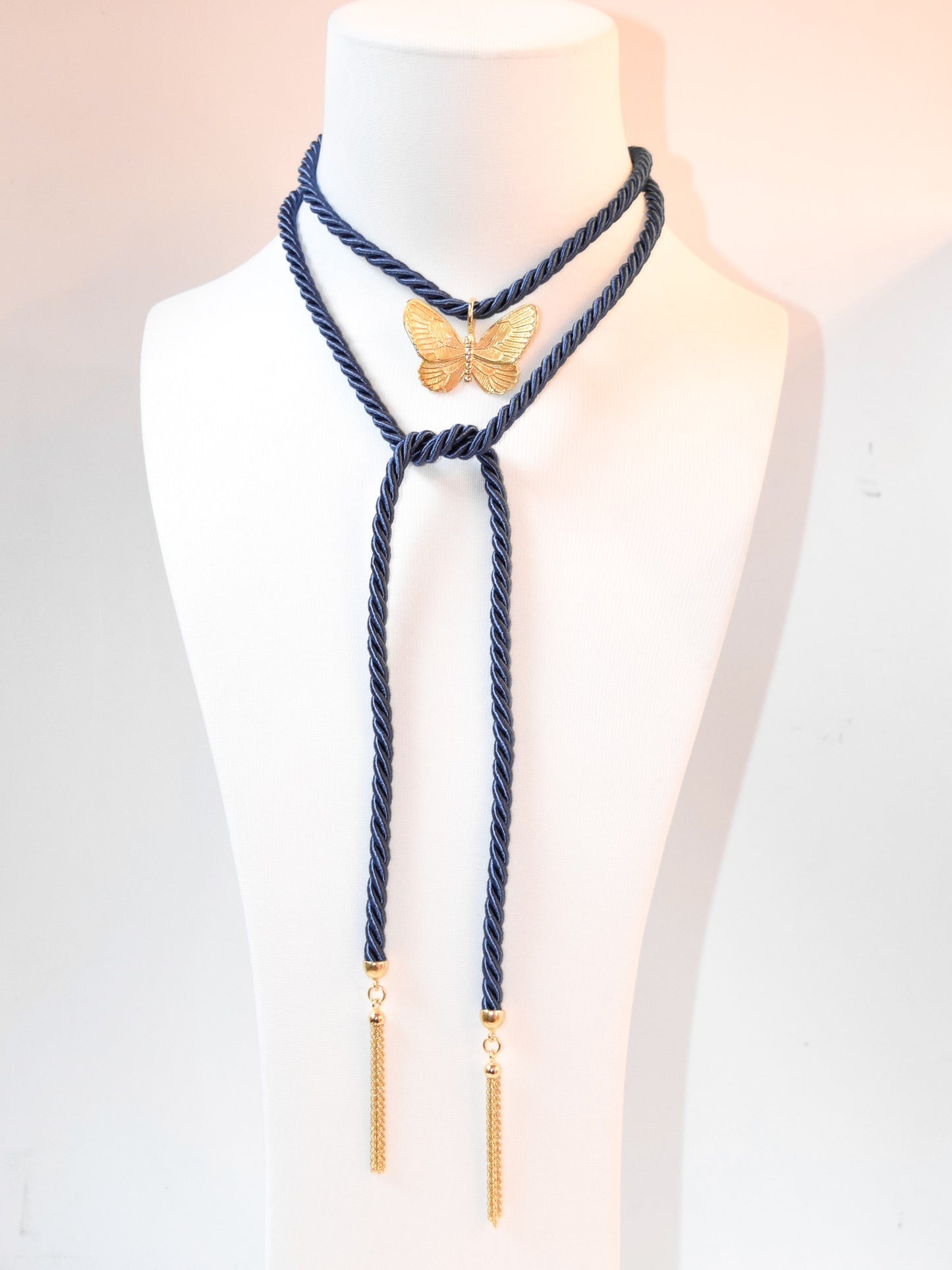 Collana Farfalla e Torsone Blu Jeans