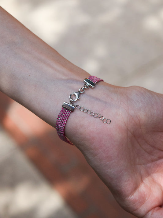 Bracciale fatto a mano in argento 925 Rodio 0,5 cm Rosa