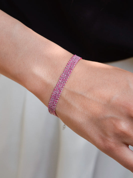 Bracciale fatto a mano in argento 925 Rodio 0,5 cm Rosa