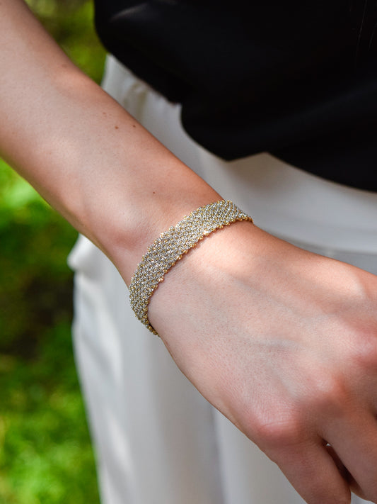 Bracciale fatto a mano argento 925 rodio e placcato oro giallo 18kt 1 cm