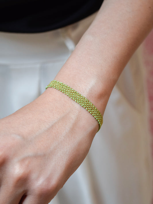 Bracciale fatto a mano in argento 925 placcato oro giallo 18kt  0,5 cm Verde