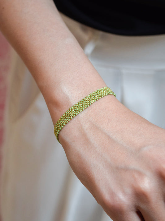 Bracciale fatto a mano in argento 925 placcato oro giallo 18kt 0,5 cm Verde