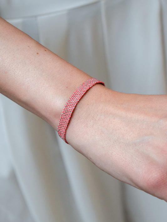 Bracciale fatto a mano in argento 925 rodio 0,5 cm Rosso