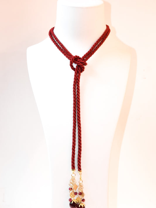 Collana Agata e Torsone Bordeaux