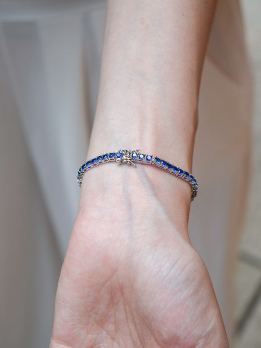 Bracciale Tennis Blu chisura di alta gioielleria