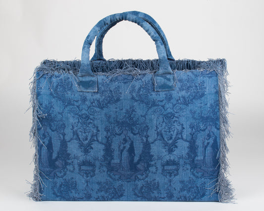 Borsa Tote Waterproof Blu Jeans – Toile de Jouy Bacio
