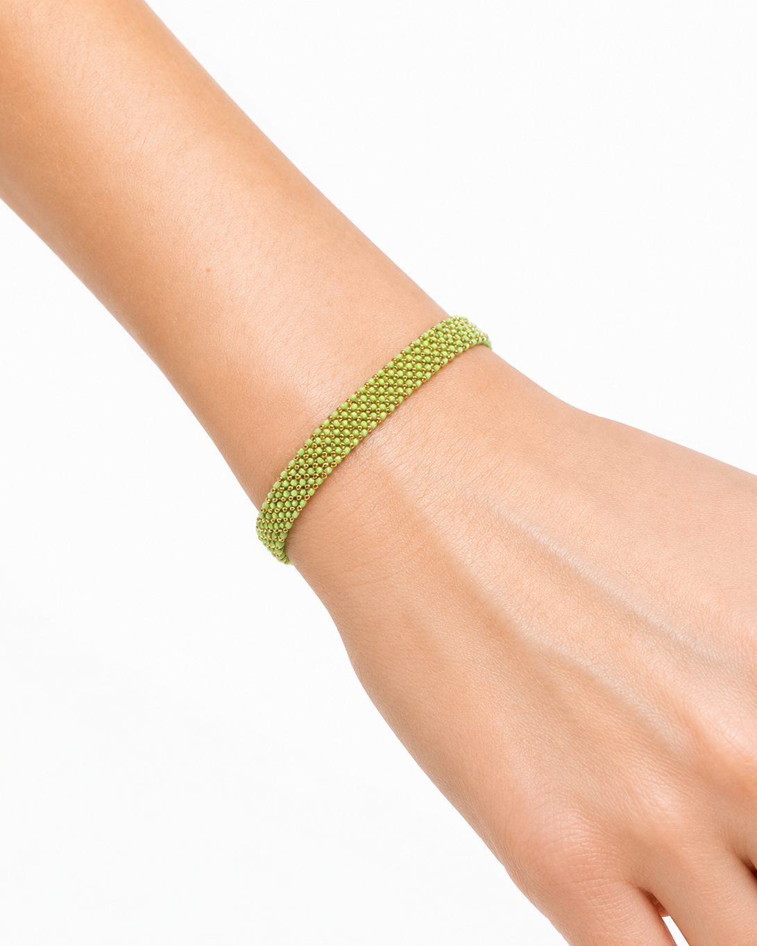 Bracciale fatto a mano in argento 925 placcato oro giallo 18kt  0,5 cm Verde