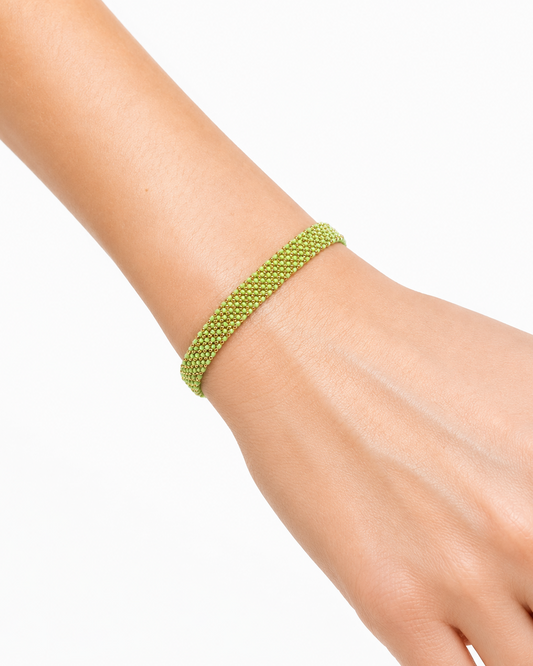 Bracciale fatto a mano in argento 925 placcato oro giallo 18kt  0,5 cm Verde
