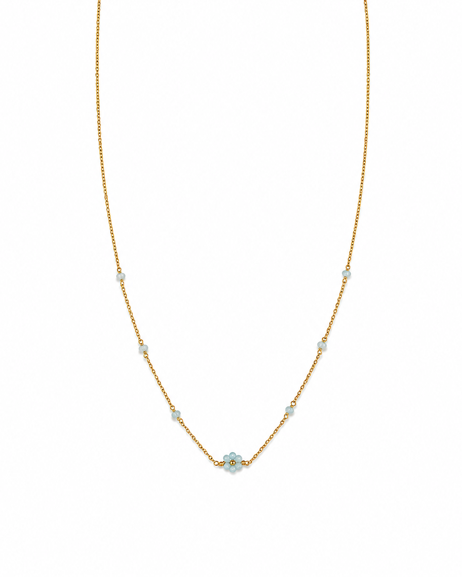 Girocollo in Oro 9kt con Fiorellino Azzurro