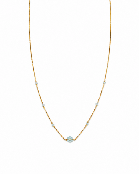 Girocollo in Oro 9kt con Fiorellino Azzurro