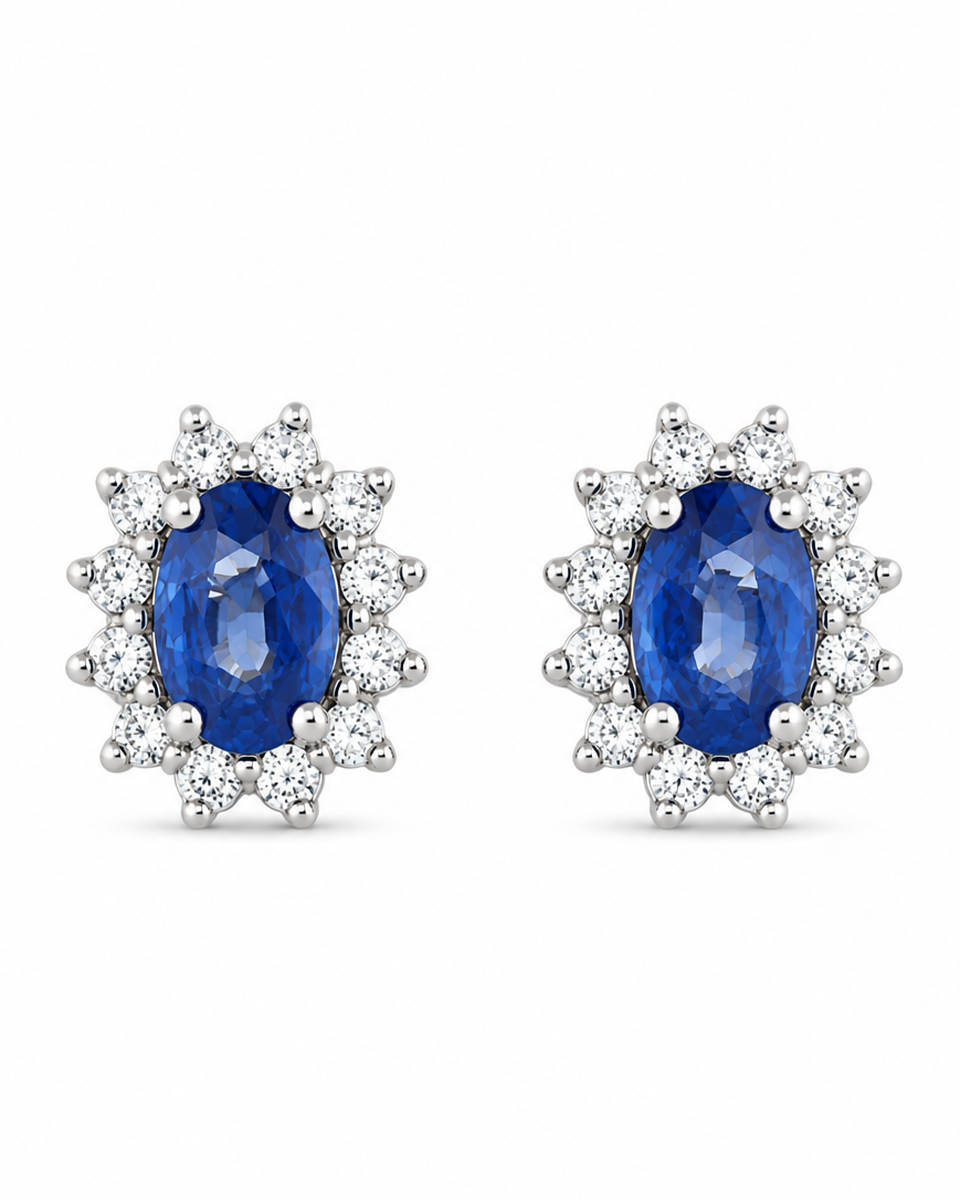 Orecchini Zaffiri 0,96ct e Diamanti 0,20ct