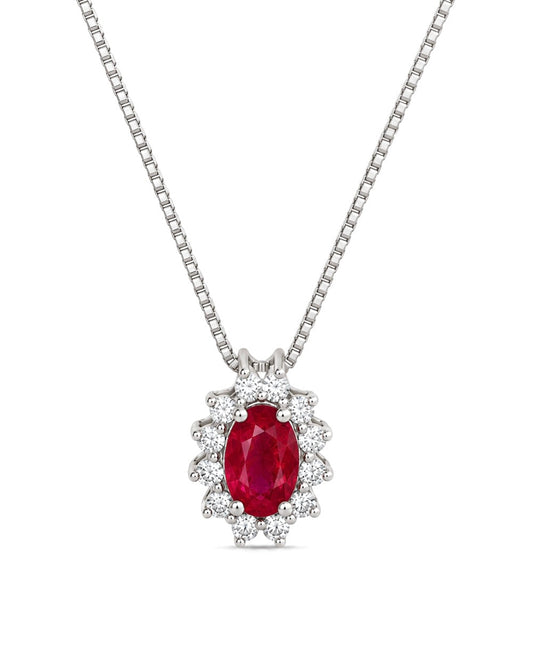 Collana Rubino 0,48ct e Diamanti 0,10ct