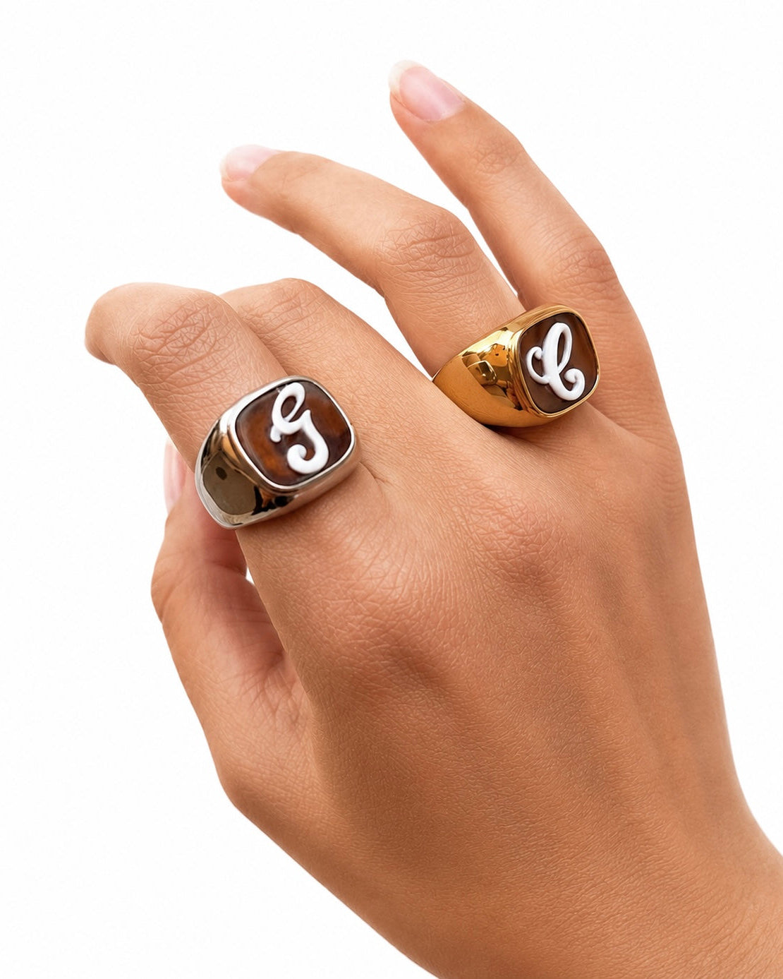 Anello Televisione in Argento e Cammeo Personalizzato con incisione