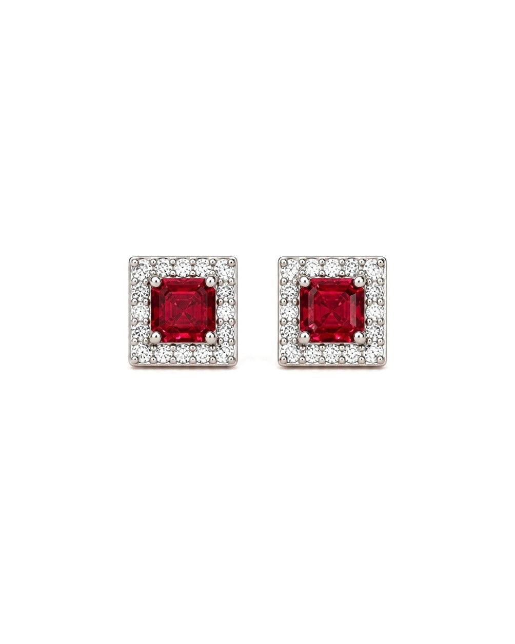 Orecchini in Argento 925, Rubino e Diamanti Lab Grown