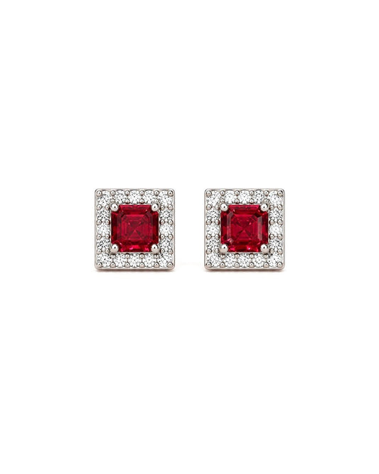 Orecchini in Argento 925, Rubino e Diamanti Lab Grown