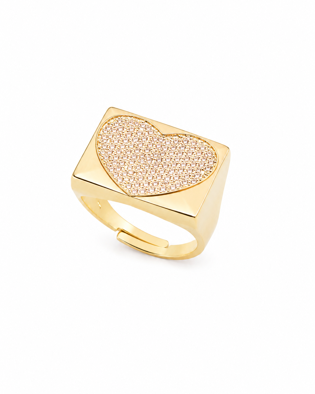 Anello Cuore in Brass placcato oro giallo 18kt
