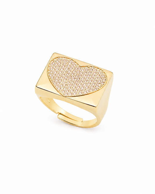 Anello Cuore in Brass placcato oro giallo 18kt