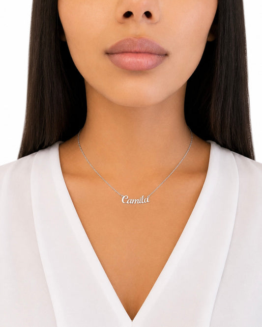 Girocollo personalizzato nome in argento 925 rodio