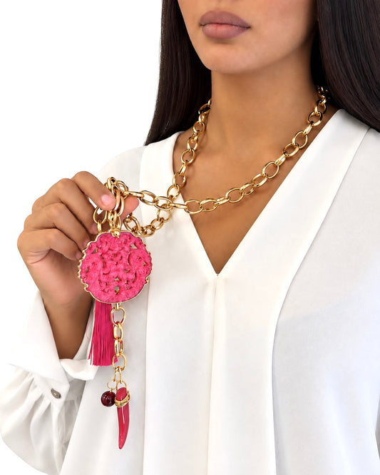 Collana realizzata a mano con Giada Fucsia, Nappa e Agata - PREZZO SU RICHIESTA
