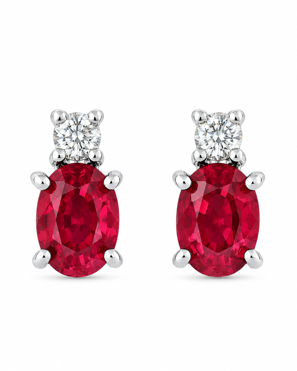 Orecchini Rubini 0,36ct e Diamanti 0,04ct