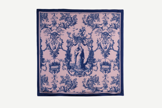 Foulard – Toile de Jouy Blu e Cipria