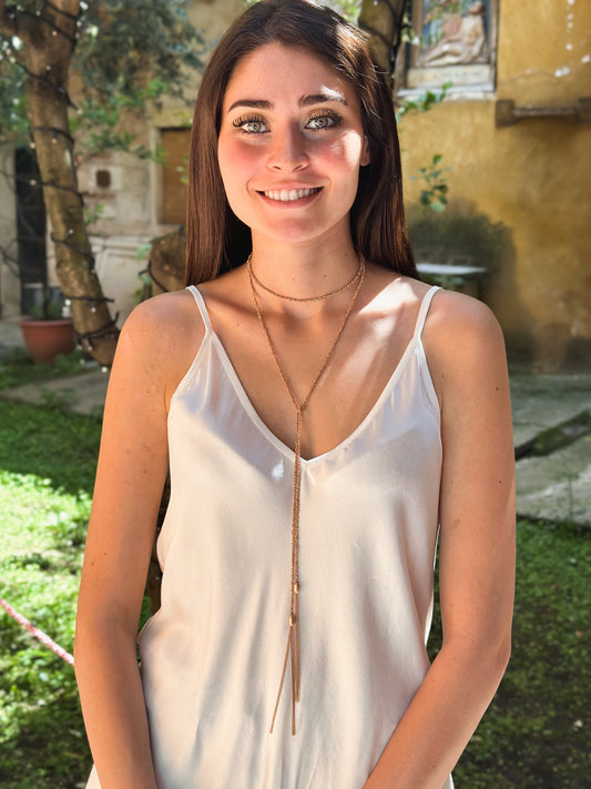 Collana fatta a mano in argento placcato oro rosa 18kt