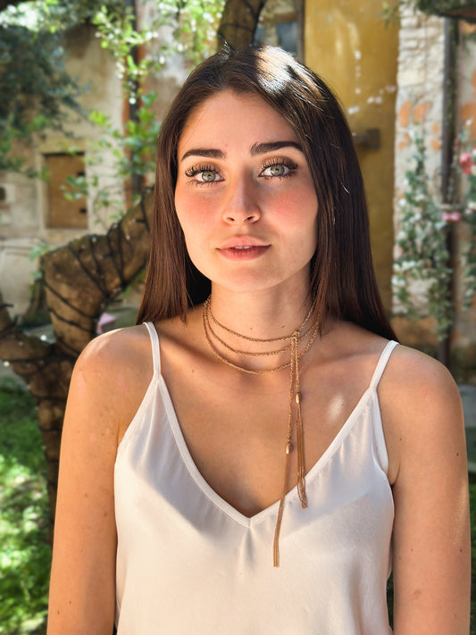 Collana fatta a mano in argento placcato oro rosa 18kt