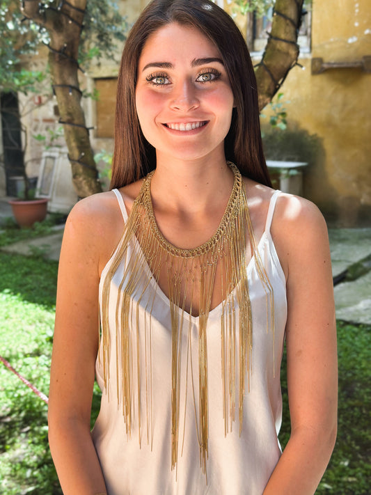 Collana Duchessa fatta a mano in argento placcato oro giallo 18kt