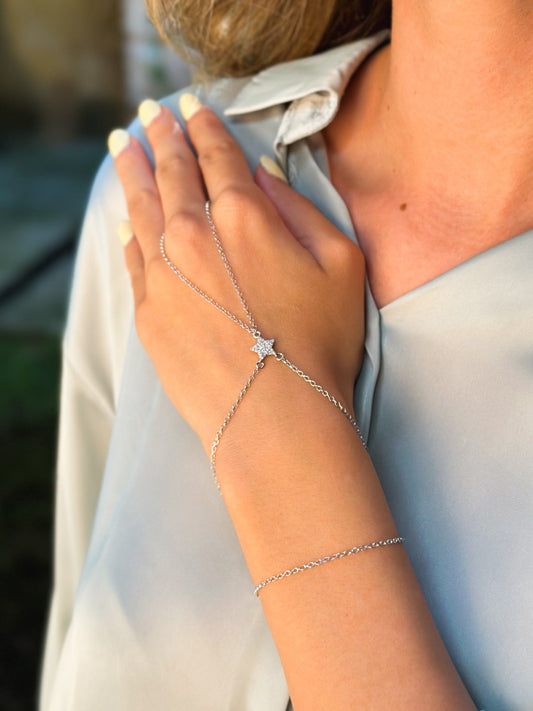 Baciamano in Argento rodio con Stella