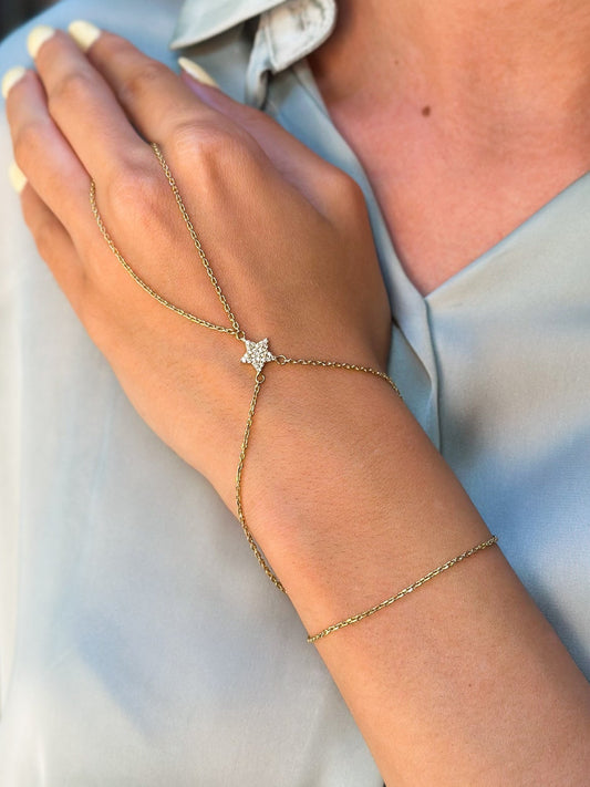 Baciamano in Argento placcato oro giallo 18kt con Stella