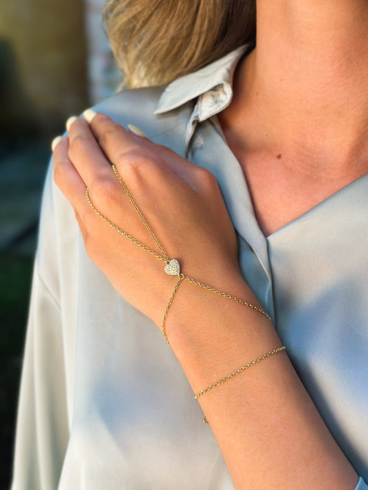 Baciamano in Argento placcato oro giallo 18kt con Cuore