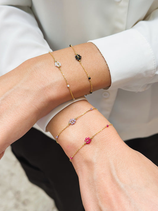 Bracciale in Oro 9kt con Fiorellini colorati