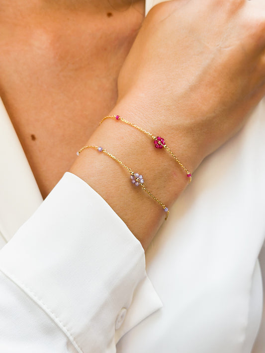 Bracciale in Oro 9kt con Fiorellini colorati