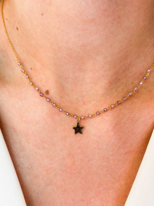 Girocollo in Oro 9kt con Stella e Zirconi colorati