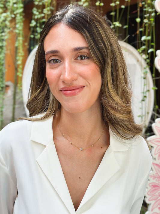 Girocollo in Oro 9kt con Fiorellino Lilla