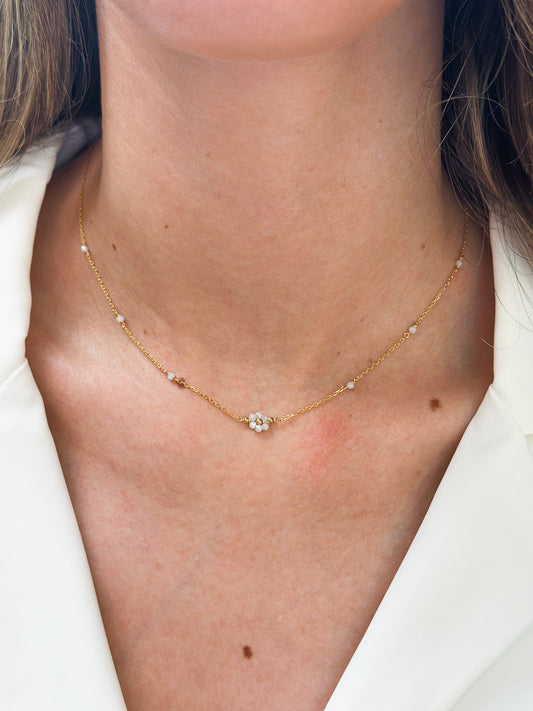 Girocollo in Oro 9kt con Fiorellino Lilla