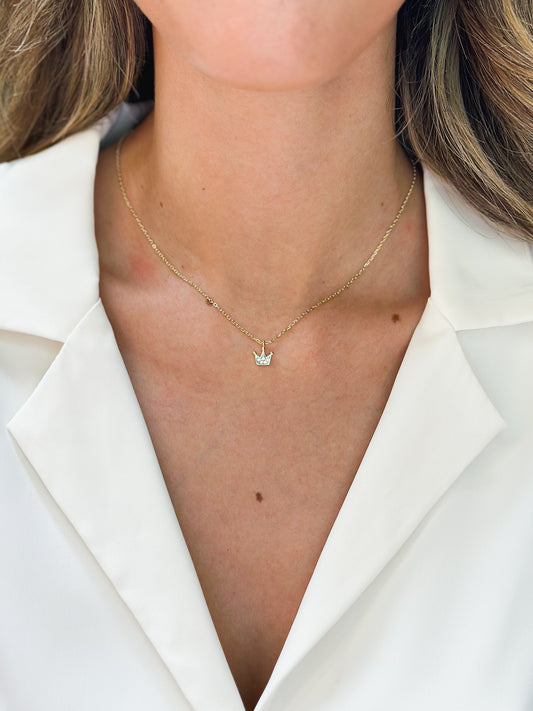 Girocollo Coroncina in Argento placcato oro giallo 18kt