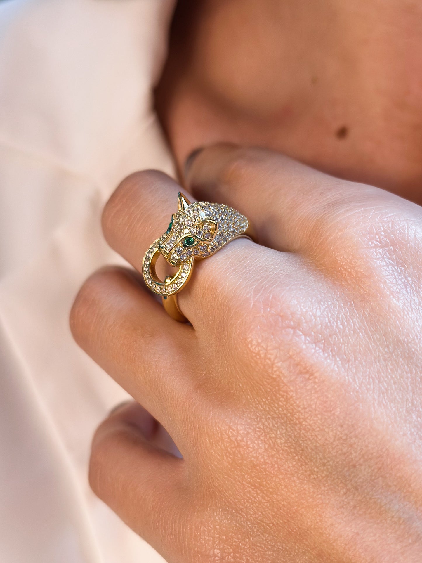 Anello Pantera placcato oro giallo 18kt